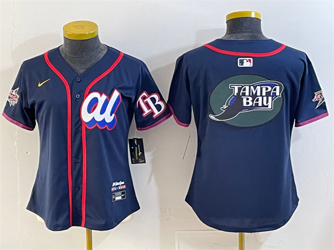 Women's Navy American League Tampa Bay Rays Team Big Logo 2025 All-Star Edition Limited Stitched Baseball Jersey(Run Small)
